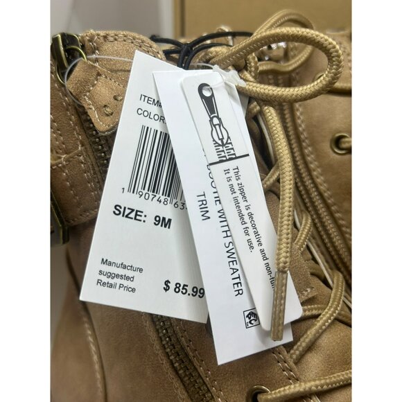 NIB Cliffs By White Mountain Lace-Up Boots Knit Cuff Ladies Natural Tan SZ 9M - Picture 8 of 10